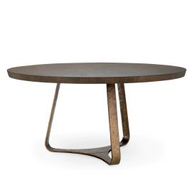 Masa Rotunda LUX din Aluminiu, Furnir de Stejar, Cambronne 152cm