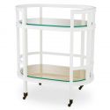 Gheridon LUX, Lemn, Rattan, Bahamas alb