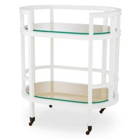 Gheridon LUX, Lemn, Rattan, Bahamas alb