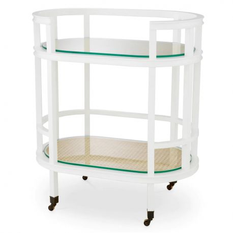 Masute Living - Gheridon LUX, Lemn, Rattan, Bahamas alb