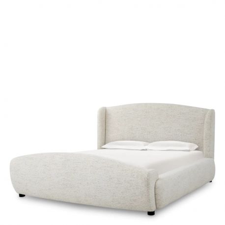 Paturi - Pat dublu tapitat design elegant LUX Mellory, Seashell off-white
