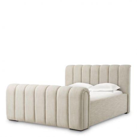 Paturi - Pat dublu tapitat design elegant LUX Kayden, Albury bej