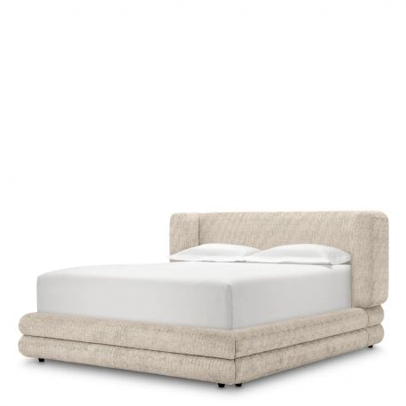 Paturi - Pat dublu tapitat design elegant LUX Francisco, Creststone bej