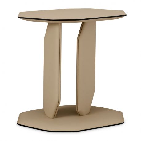 Masute Living - Masuta laterala design LUX, Piele Sintetica, Maro Deschis, Maurizio