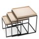 Masute Living - Set 3 masute, Piele Sintetica, Maro Deschis, Leonard