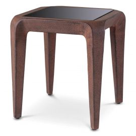 Masute Living - Masuta laterala LUX, Aluminiu Reciclat, Sticla Neagra, Quentin