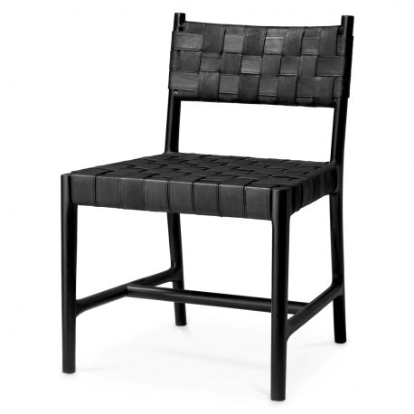 Scaune - Scaun design LUX, Piele clasica neagra, Lemn, Tiberio
