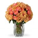 Buchet artificial LUX din 72 de trandafiri Peach, Roses