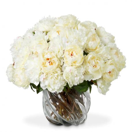Aranjamente florale LUX - Buchet artificial LUX din 48 de bujori albi, Peonies