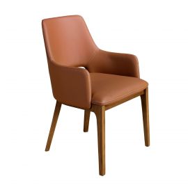 Scaune - Scaun design LUX, Nuc, Piele sintetica, Brown