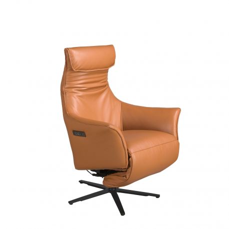 Fotolii - Fotoliu pivotant, functie relax, tapitat cu piele Brown