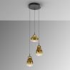 Lustra cu 3 pendule LED design modern Aledis negru/ auriu