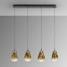 Lustra cu 4 pendule LED design modern Aledis negru/ auriu