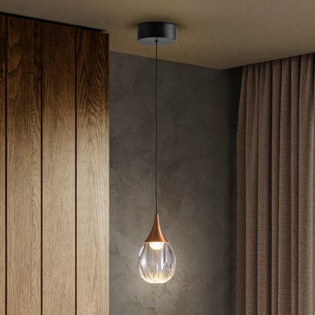 Pendule, Lustre suspendate - Pendul LED design modern Corina negru/ cupru
