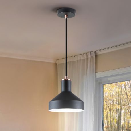 Pendule, Lustre suspendate - Lustra/Pendul din metal design moderm Irias negru/cupru