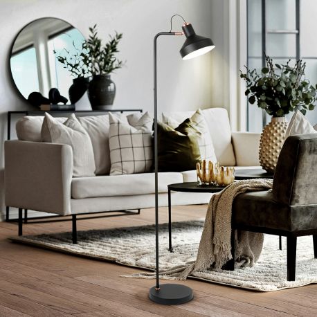 Lampadare - Lampadar/Lampa de podea din metal design moderm Irias negru/cupru