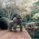 Decoratiuni - Decoratiune/ Statueta exterior sau interior ORIGAMI SARU, lucios