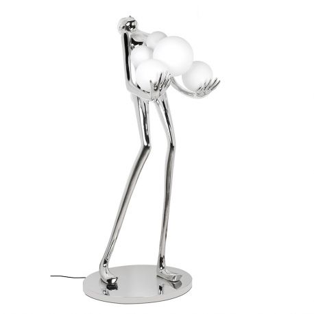 Lampadare - Lampa de podea decorativa cu design original Woman Premium argintiu