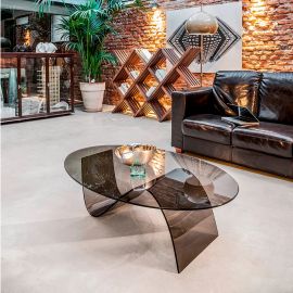 Masuta de Cafea Design LUX, Sticla Curbata, Alissa ELLIPTICAL