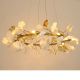 Pendule, Lustre suspendate - Lustra Suspendata, Metal Auriu, Petale Flori Albe Ceramice, FLORA 80
