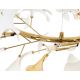 Pendule, Lustre suspendate - Lustra Suspendata, Metal Auriu, Petale Flori Albe Ceramice, FLORA 80