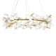 Lustra Suspendata, Metal Auriu, Petale Flori Albe Ceramice, FLORA 100