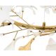 Pendule, Lustre suspendate - Lustra Suspendata, Metal Auriu, Petale Flori Albe Ceramice, FLORA 100