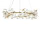 Lustra Suspendata, Metal Auriu, Petale Flori Albe Ceramice, FLORA 120