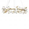 Lustra Suspendata, Metal Auriu, Petale Flori Albe Ceramice, FLORA 120