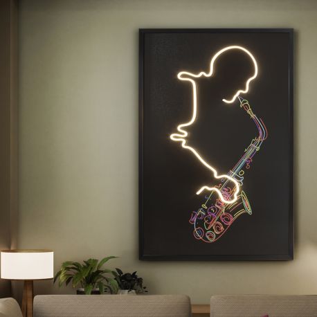 Tablouri - Tablou de perete decorativ cu iluminat Saxofon
