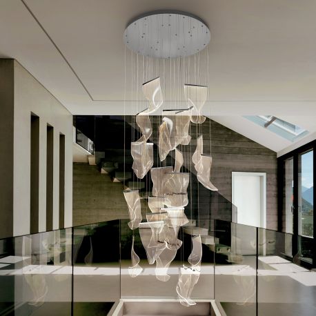 Corpuri de iluminat Lustre pentru casa scarii - Lustra LED casa scarii design ultra-moderna Velos crom