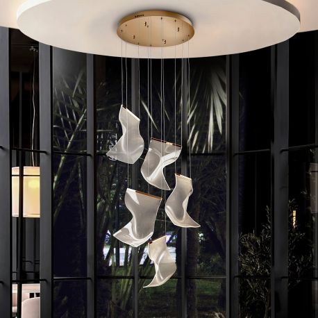 Pendule, Lustre suspendate - Lustra LED suspendata design ultra-modern Velos II auriu