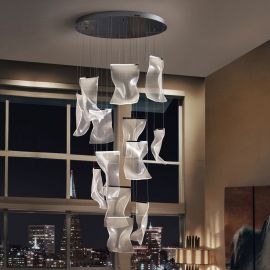 Corpuri de iluminat Lustre pentru casa scarii - Lustra LED suspendata design ultra-modern Velos 13L crom