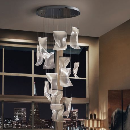 Corpuri de iluminat Lustre pentru casa scarii - Lustra LED suspendata design ultra-modern Velos 13L crom