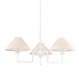 Candelabru 3 brate LUX, Metal, Alb, Abajur In, GLADWYNE
