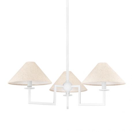 Candelabre, Lustre - Candelabru 3 brate LUX, Metal, Alb, Abajur In, GLADWYNE
