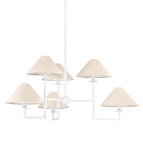 Candelabre, Lustre - Candelabru 6 brate LUX, Metal, Alb, Abajur In, GLADWYNE