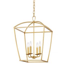 Pendule, Lustre suspendate - Lustra suspendata design felinar, Metal foita aurie, BRYANT