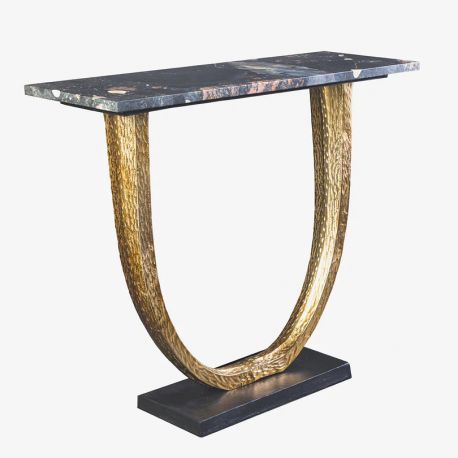 Console - Consola lucrata manual, Marmura, Negru, Auriu, OMEGA 80cm