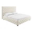 Pat elegant tapitat cu tesatura bej, PARIS CHESTERFIELD 180x200cm