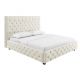 Paturi - Pat elegant tapitat cu tesatura bej, PARIS CHESTERFIELD 180x200cm