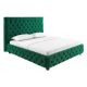 Paturi - Pat elegant tapitat cu catifea verde inchis, PARIS CHESTERFIELD 180x200cm