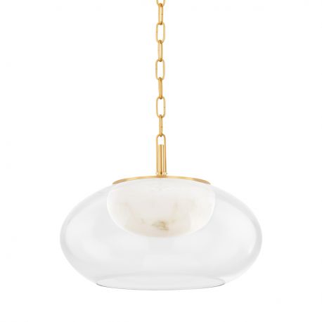 Pendule, Lustre suspendate - Lustra LED Suspendata, Sticla, Alabastru, Moore