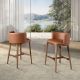 Scaune Bar - Scaun de bar design LUX, Nuc, Piele sintetica, Brown