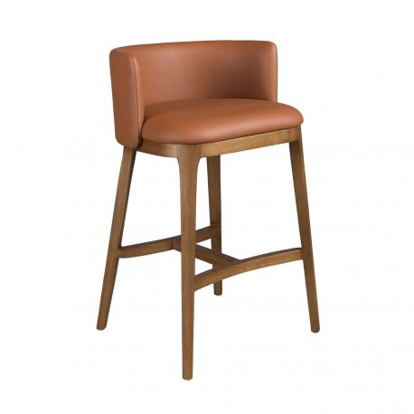 Scaune Bar - Scaun de bar design LUX, Nuc, Piele sintetica, Brown