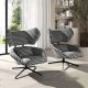 Fotolii - Fotoliu pivotant design LUX, Tesatura Alb-Negru, Armchair