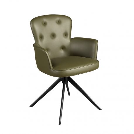 Scaune - Scaun pivotant design LUX, Piele sintetica, Dark green