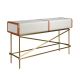 Console - Consola LUX design italian, Tesatura gri deschis, Piele, Metal Golden