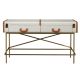 Console - Consola LUX design italian, Tesatura gri deschis, Piele, Metal Golden