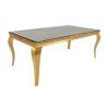 Masa dining, Lemn de Tec, Sticla, Otel Auriu, MODERN BAROCK BARRACUDA 200cm